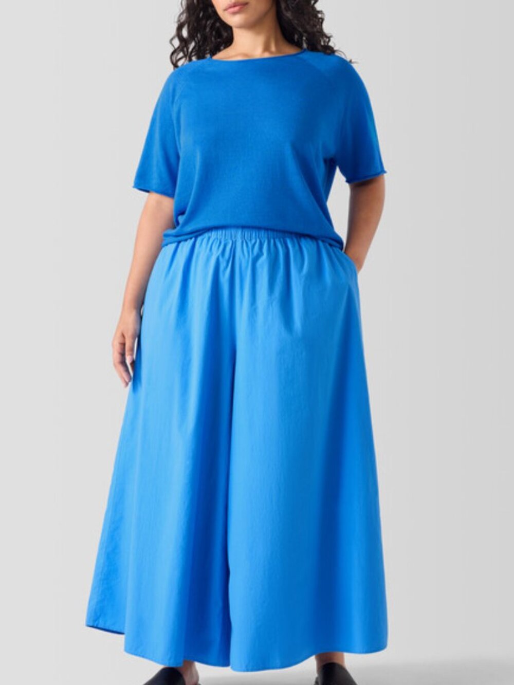 Eileen Fisher Organic Cotton Poplin Skirt Pant Set Linen Top XL Calypso Boho - Picture 1 of 8
